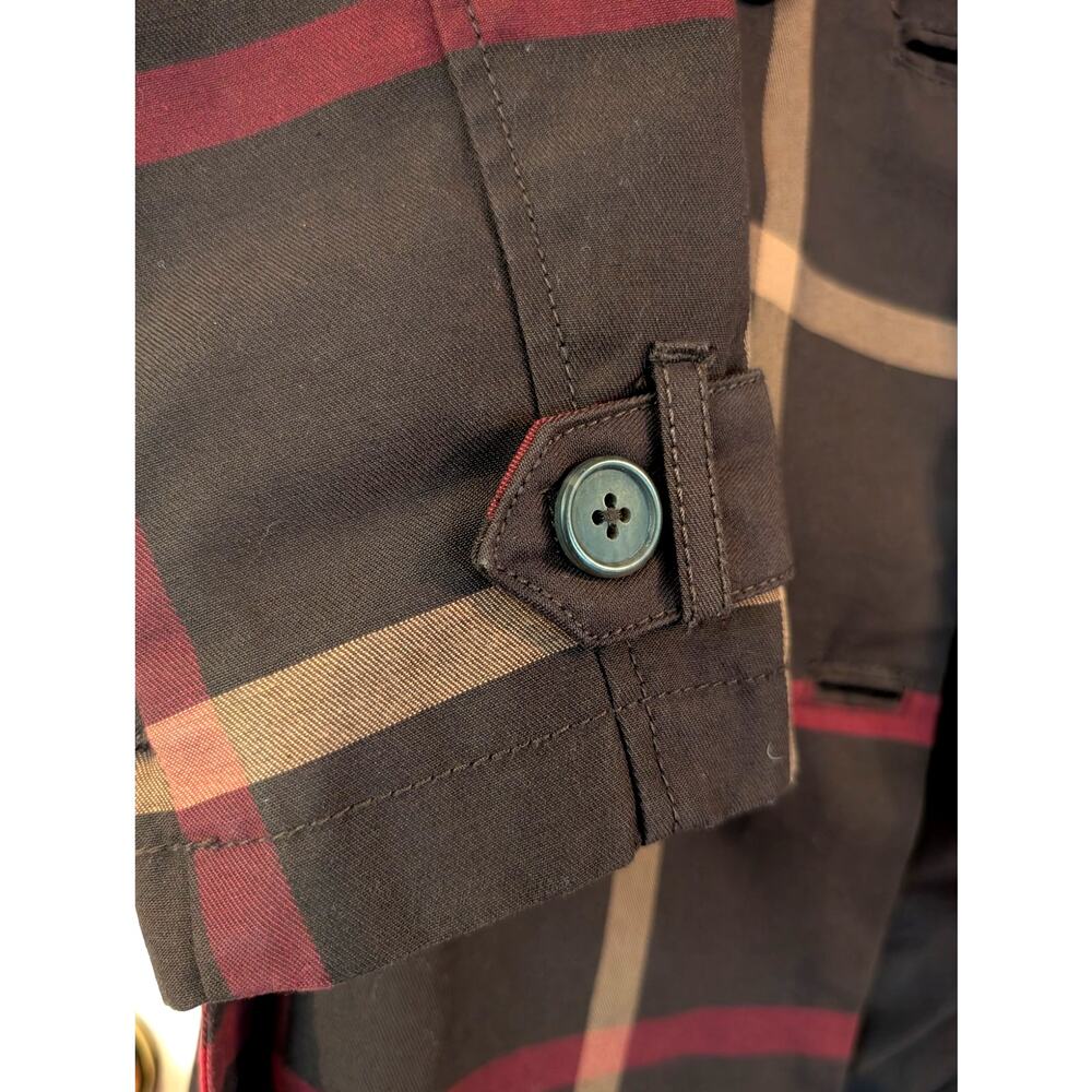 Merona Plaid Water Repellent Trench Coat Small Double Breasted Rain Jacket - Picture 4 of 6